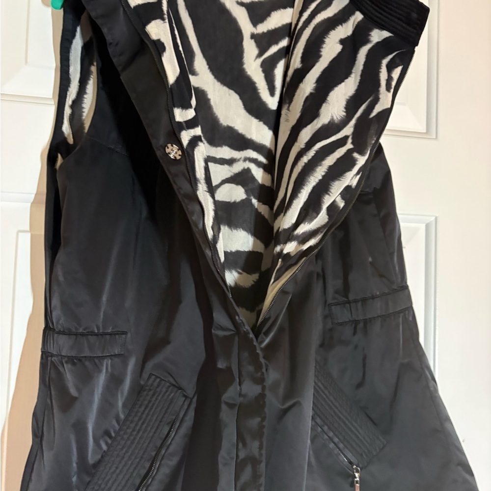 Black Vest with Zebra Print Lining St.John Sport